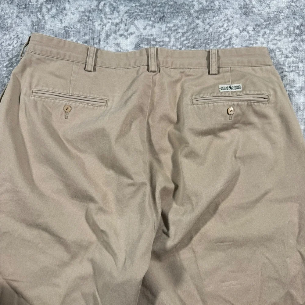 Polo Ralph Lauren Andrew Pant Mens 36x30 Khaki Tan Pleated Chino Cotton Trousers